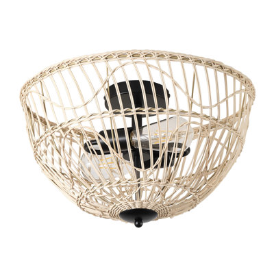 2-lamp rattan woven adjustable iron ceiling light