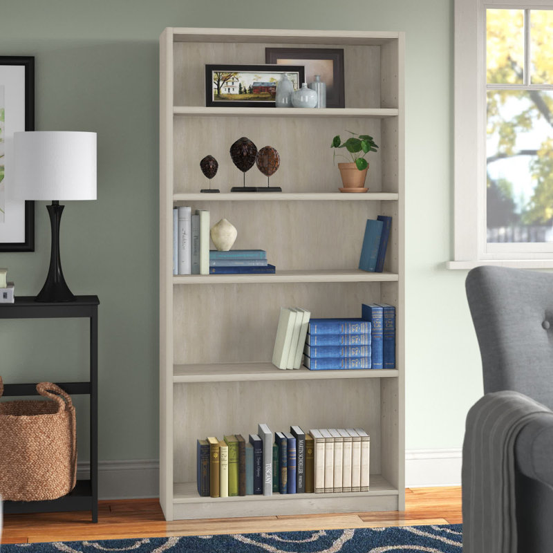 Doyno Tall 5 Shelf Bookcase, Storage and Display Bookshelf for Home Office and Living Room, Washed Gray