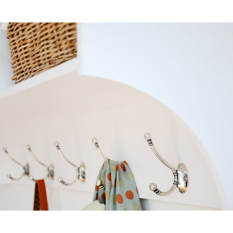 Erica Solid Wood Wall 5 - Hook Wall Mounted Coat Rack, White/Brown