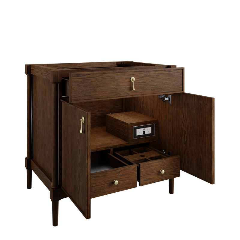 Kinnsden 36" W Single Vanity, Sable Oak, Carrara Marble, 8" Widespread