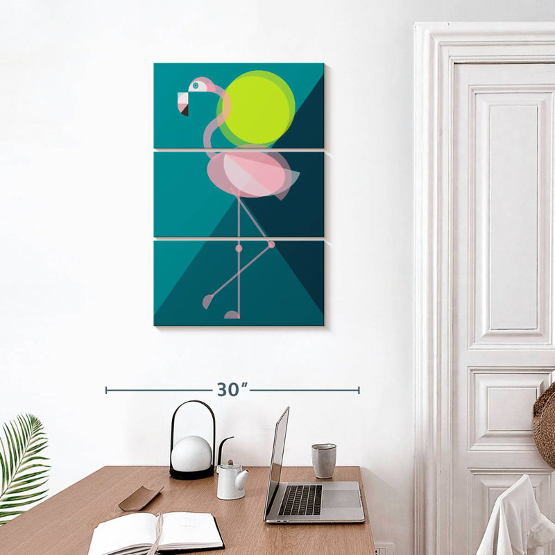 Ashelle flamant rose Mid-Century géométrique