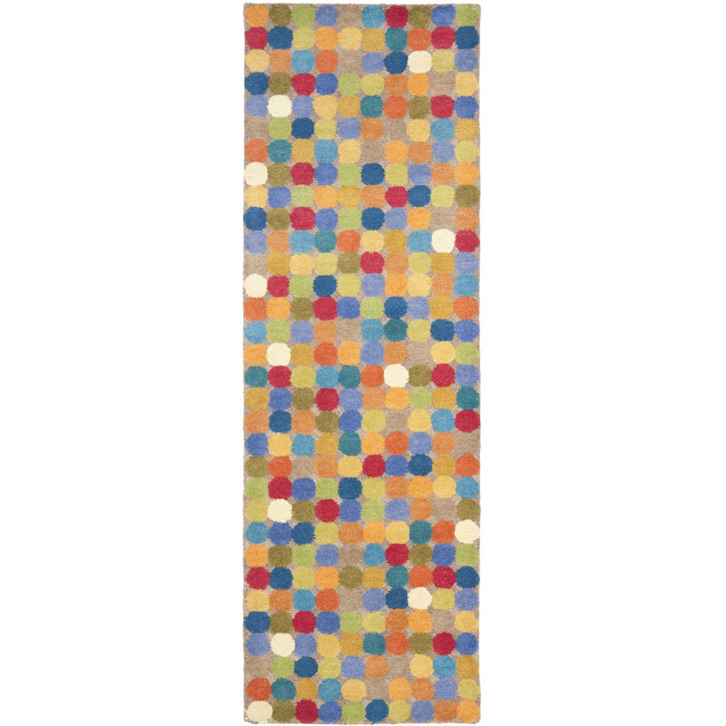 Tapis multicolore en laine touffeté à la main Candelo, Tapis de couloir 2 pi 6 po x 12 pi
