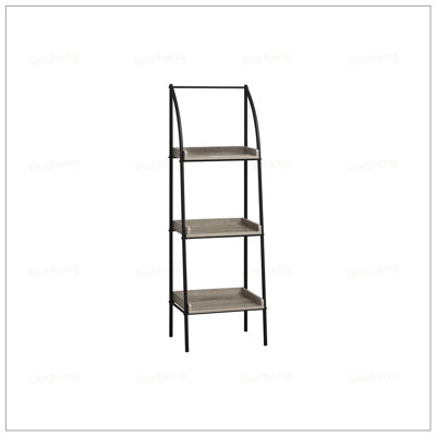 Contemporary 3-Tier Corner Bookshelf With Metal Frame, Ideal For Small Spaces And Modern Decor In Offices And Bedrooms.