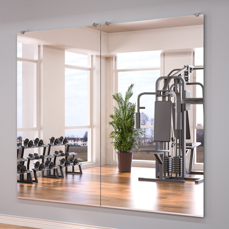 Refat Rectangle Full Length Wall Mirror Set Home Gym Mirror Dance Studio Mirror Tempered Glass Mirror, 60" x 36"