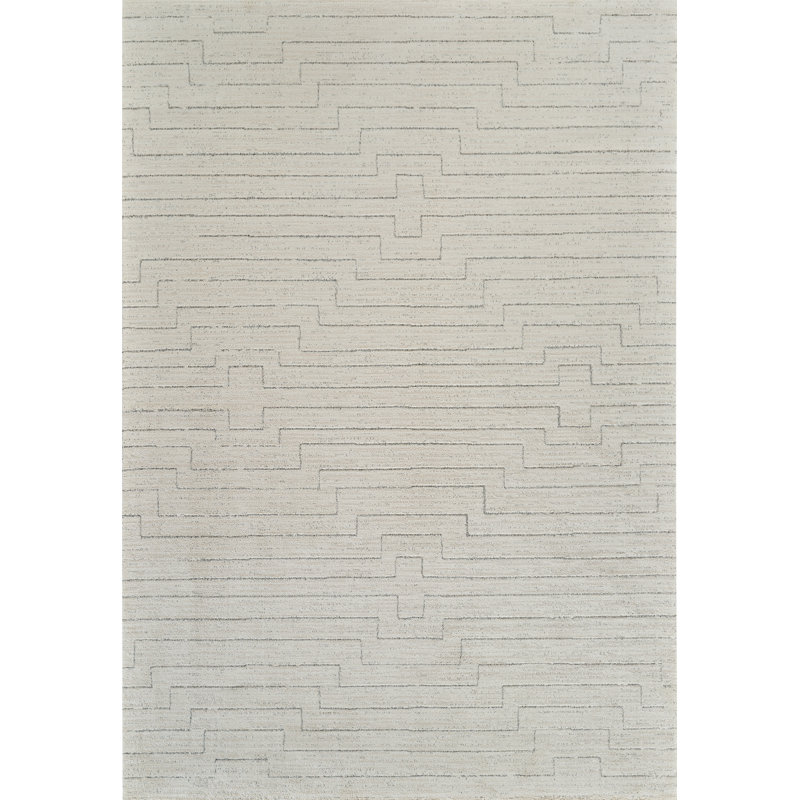 Rug Branch Aila 4' x 6' (3'11" x 5'7") Beige/Cream Linear Geometric Indoor Area Rug, Modern, Medium Pile, Stain-Resistant Carpet - Living Room, Bedroom, Dining Room, and Kitchen