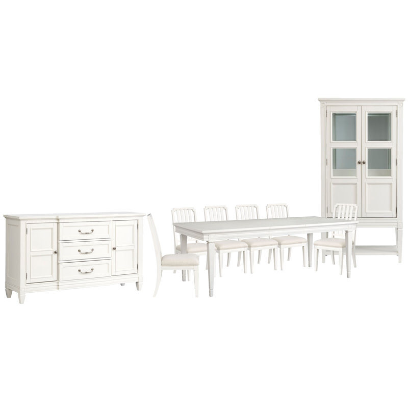 Gilvira Extendable Rectangular Dining Table With 6 Side Chairs Buffet And Display Cabinet