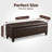 50.25 Inch Wide Contemporary Rectangle Storage Ottoman Bench In Distressed Vegan Faux Leather, Assembled, For Living Room And Entryway