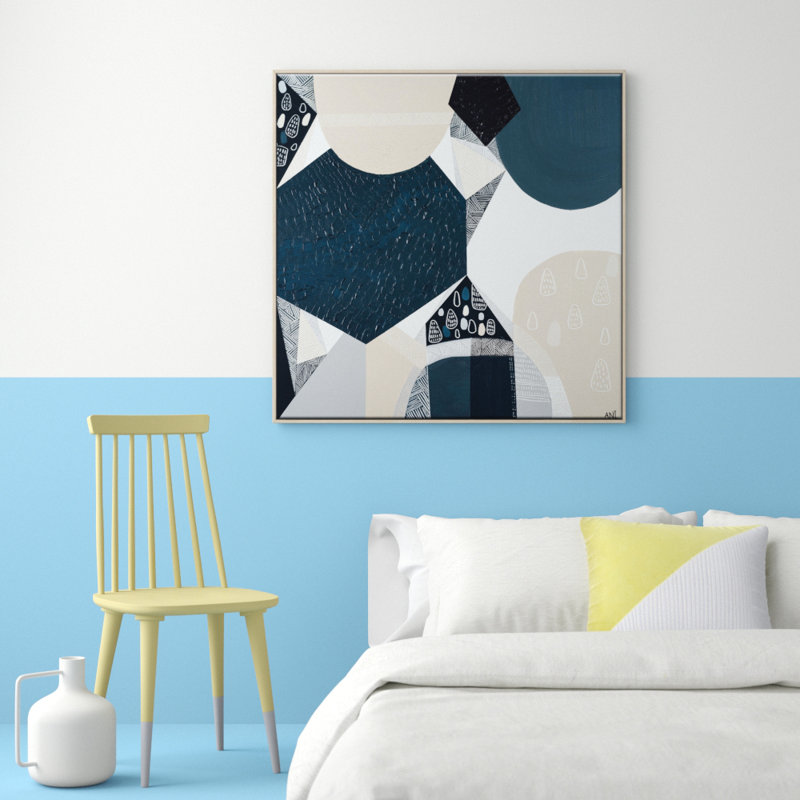 Blue Stone Basalt by Ani Ipradjian - Painting, Brown Wood Framed Canvas, 41 cm H x 41 cm W