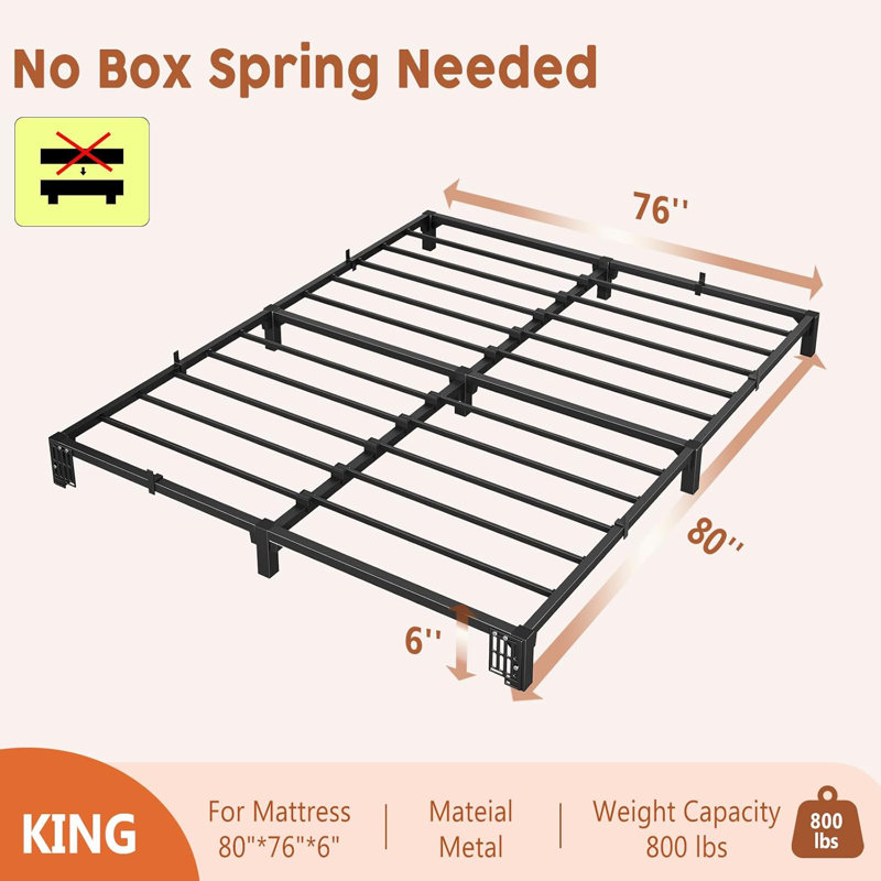 Twin Size/Full Size/Queen/King Size Bed Frame, 6"/8"/14 " High Platform Bed Frame, w/Storage Space, Heavy Duty Steel Slat Support