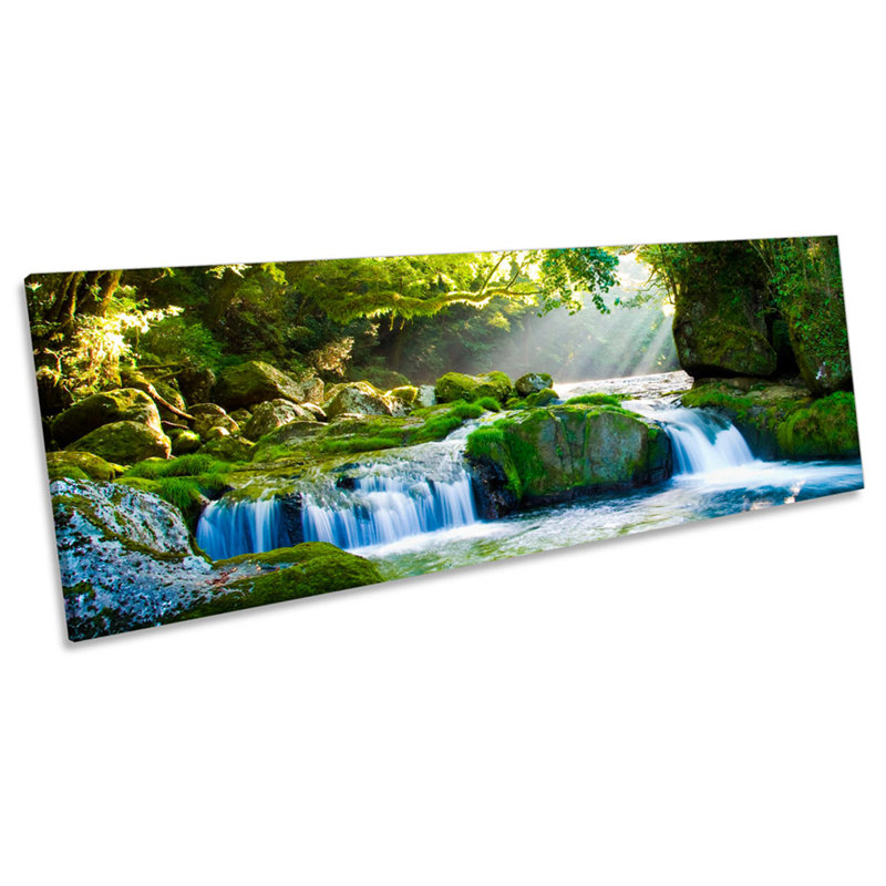 Forest River Landscape Sunlight - Wrapped Canvas Panoramic Art Prints, 30.48cm H x 91.44cm W x 2cm D
