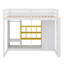 Lit mezzanine simple avec garde-robe intégrée, tablettes, armoire et marches-1548812083