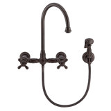 Whitehaus Collection Wall Mount Faucet with Gooseneck Swivel Spout and Solid Brass Side Spray
