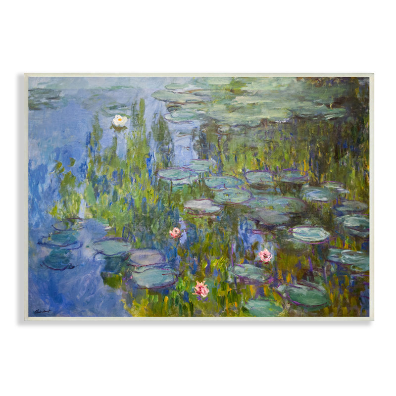 «Monet Impressionist Lilly Pad Pond» par Claude Monet - Peinture, Plaque murale, H 13 po x l 19 po
