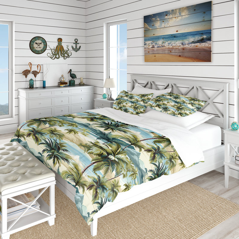 Ensemble de housse de couette Palm Oasis, Housse de couette pour grand lit et 2 taies décor