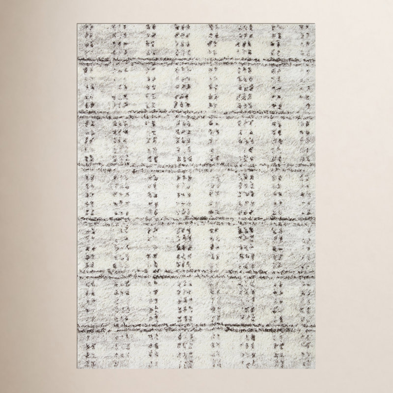Denya Shag Cream / Grey Area Rug, Rectangle 5'3" x 7'6"