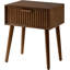 Table de bout de style Mid-Century moderne à rayures, petite table de chevet avec tiroir de rangement, table d'appoint en bois pour la chambre à coucher ou le salon, motif à rayures brunes