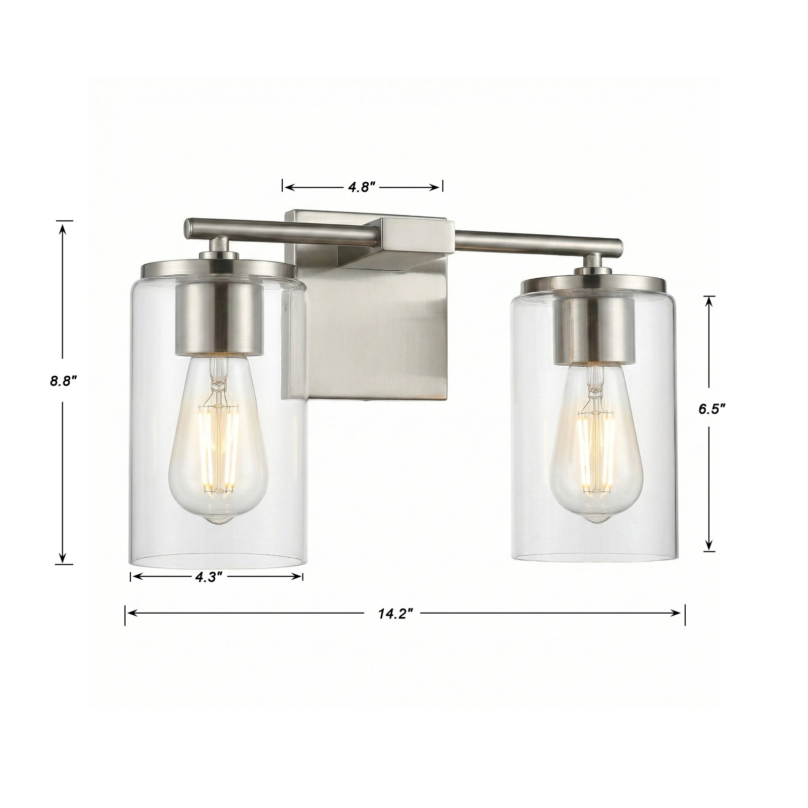Gabi Linear Vanity Light, Nickel, 2 Lights