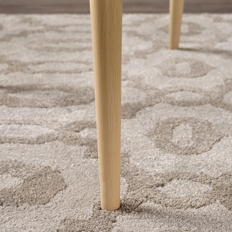 Ensemble de 2 fauteuils de salle à manger rembourrés en tissu Mid-Century, orange pâle et noyer clair, Orange, Naturel