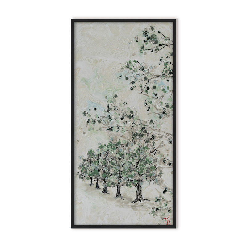 Nature Inspired "Budding Spring" Canvas Wall Art By , 16" H x 8" W x 1.125" D, Black, Framed Print