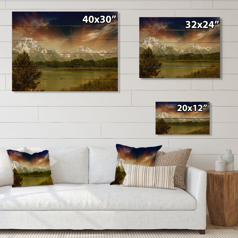 Parc national de Grand Teton - peinture sur bois sans cadre, H 30 po x l 40 po x P 1 po