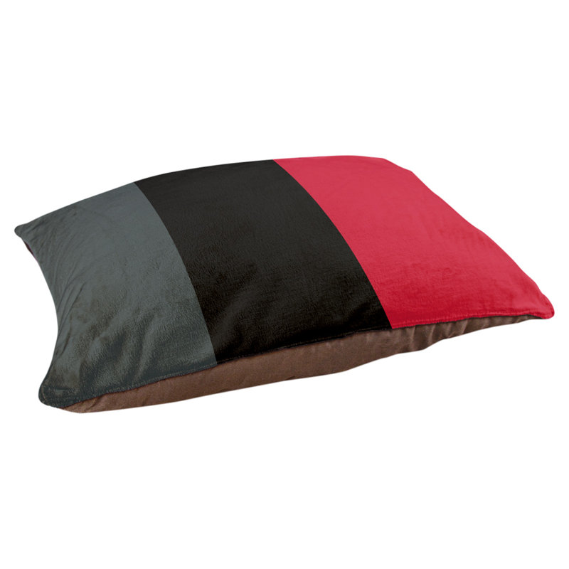 Coussin Designer, Petit (L 18 po x l 28 po), Gris acier / noir / rouge