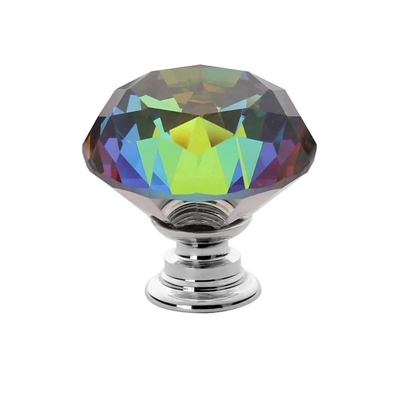 1.3" Diamond Shape Crystal Glass Cabinet Knobs with Golden Base, Coloré