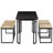 Natylee 5-Piece Dining Table Set with Table, Bench, 2 Stool and Woven Rattan Cushioned Farmhouse Small Kitchen Table for 4 Metal Frame Space-Saving for Home Kitchen Dining, Black-1151070340