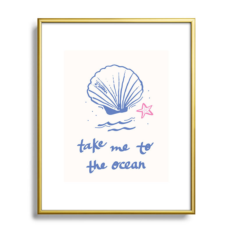 April Lane Art Take Me to the Ocean Metal Framed Art Print, 10" H x 8" W, Gold