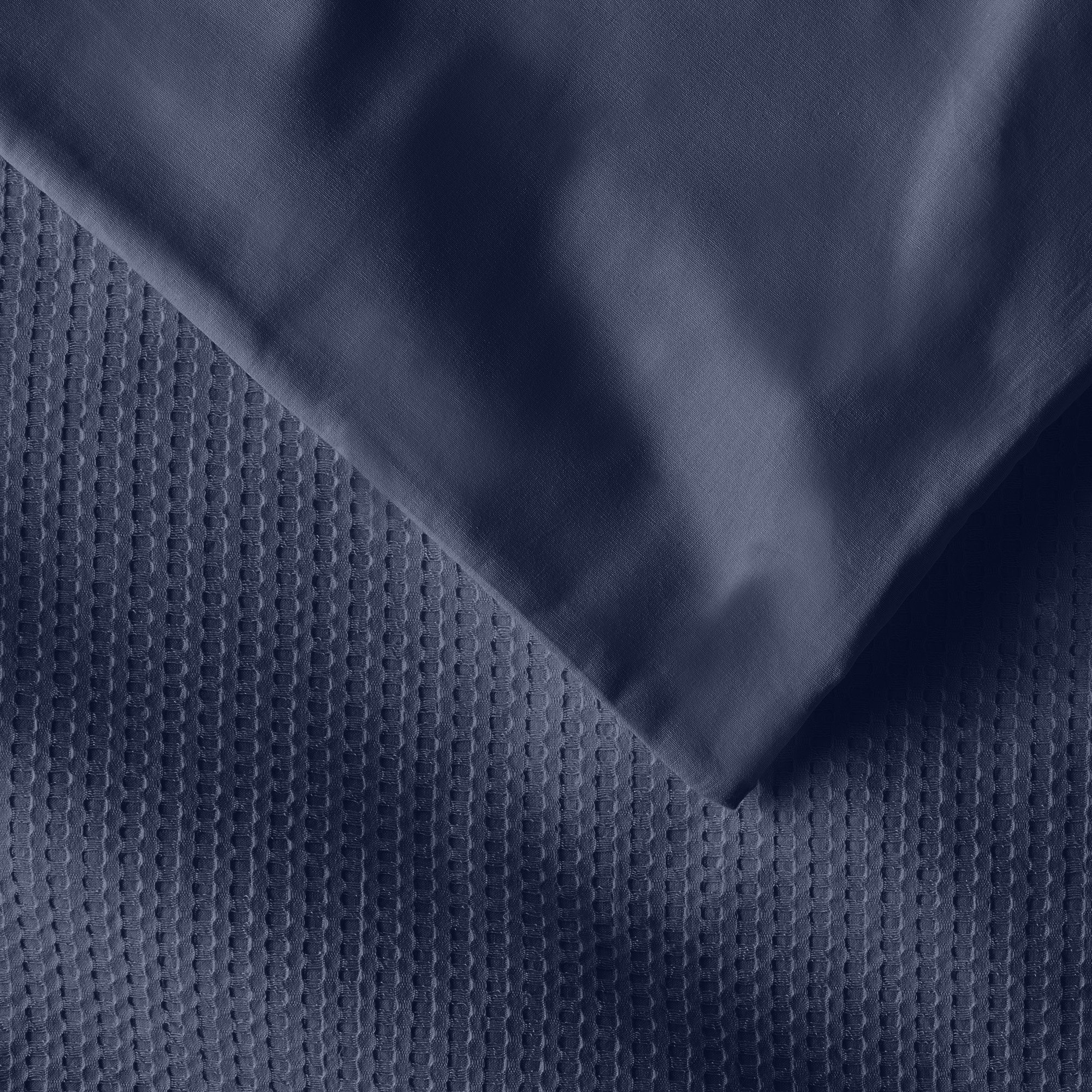 Felix Cotton Waffle Sham Set, King, Midnight Navy
