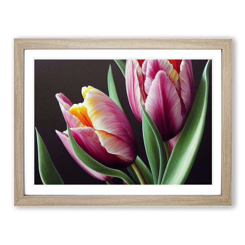 Awe Inspiring Tulip Flowers - Framed Print, 46cm H x 64cm W x 2cm D, Oak