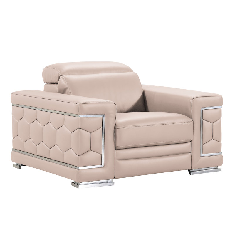 Ensemble de salon en cuir véritable Grindler, Cuir véritable beige