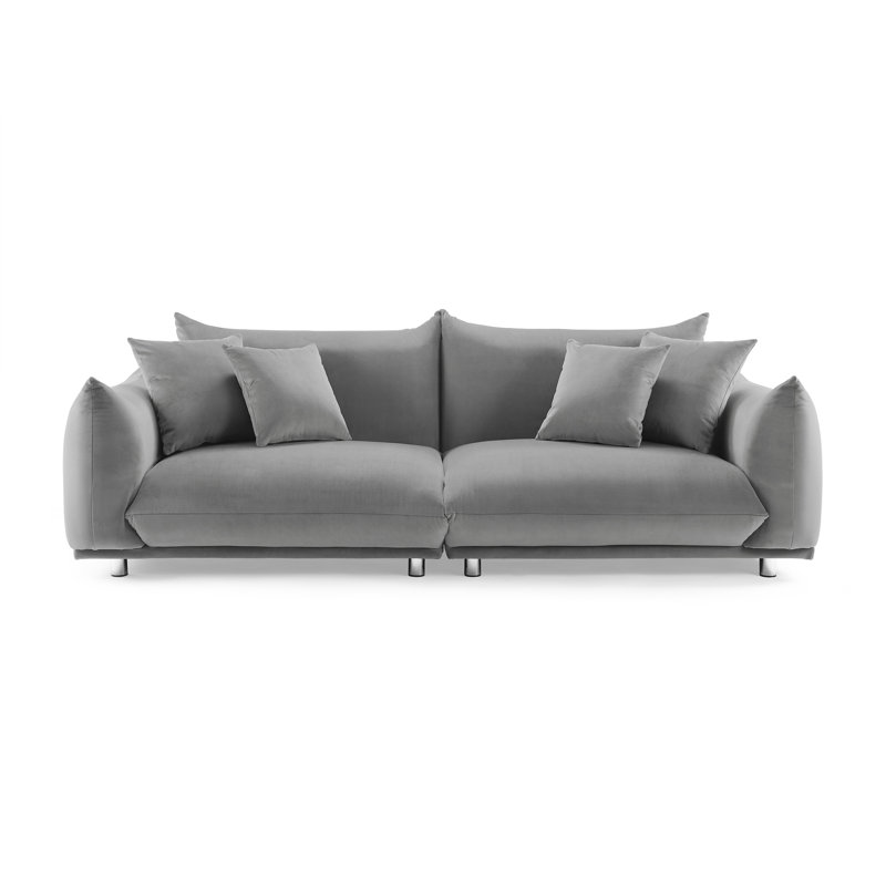 Arnya 225.8Cm Round Arms Sofa, Grey Velvet