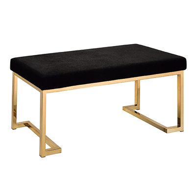 Contemporary Bench For Bedroom With Black Fabric Seat And Champagne Base Chic Color Combination
