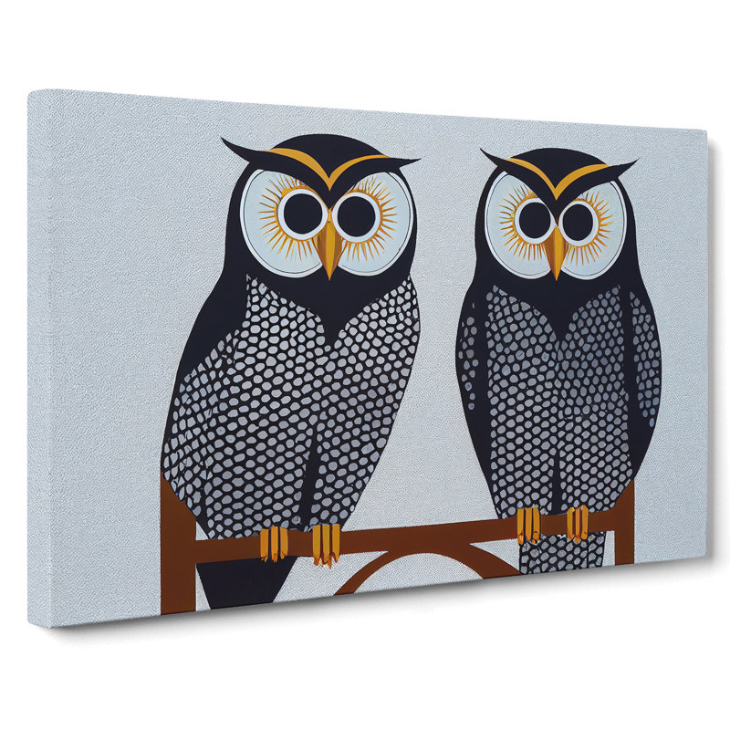 Vintage Owls Abstract - Wrapped Canvas Print, 40cm H x 60cm W x 3cm D