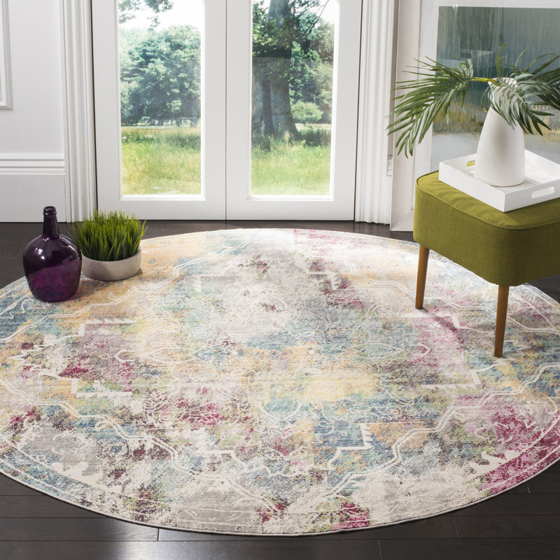 Tapis camouflage rouge / jaune Millersburg, Rond 6 pi 7 po