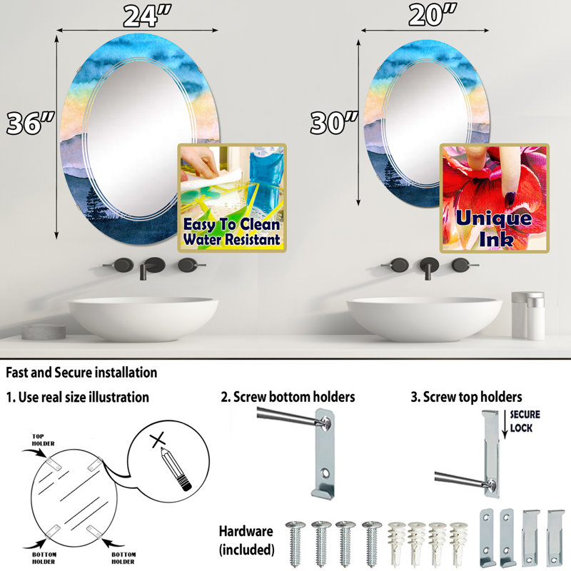 Miroir de salle de bain sans cadre, 36 po x 24 po