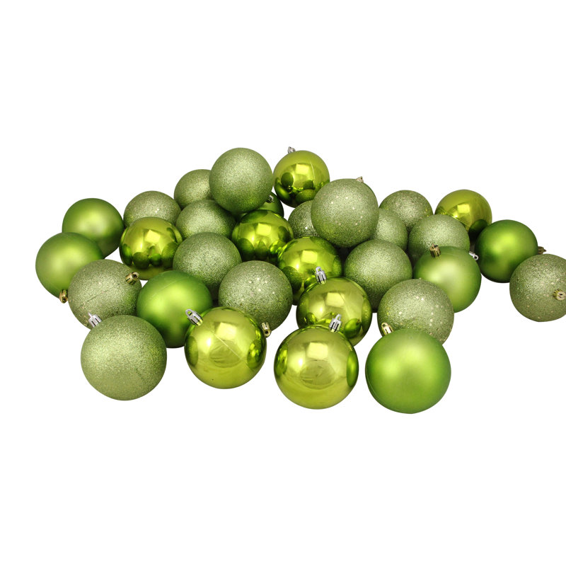 Ornements en forme de boule de Noël incassable 32 ct à 4 finitions, Vert