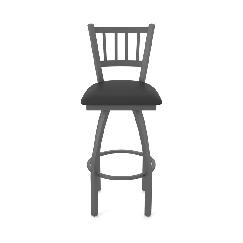 810 Contessa Swivel Stool, Vinyl-Black Vinyl, Pewter, Counter Stool (25" Seat Height)