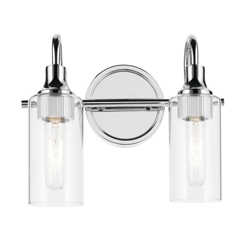 12.5" 2-Light Vanity Light with Clear Glass, Chrome