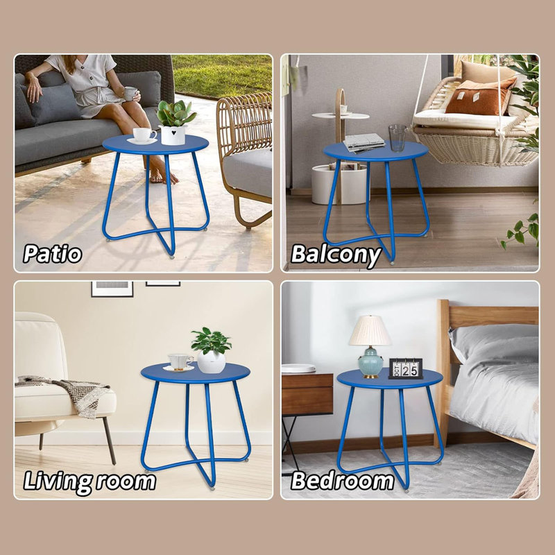 Tables d'appoint rondes en métal, Bleu