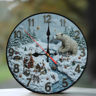 Polar-Bear-Winter-Village-Clock