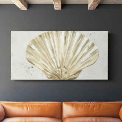 Neutral Shell Fresco IV- Gallery Wrapped Canvas -Ready to Hang