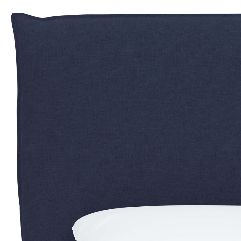 Tête de lit tapissier Halcyon, Double, Lin bleu marine classique Xavier