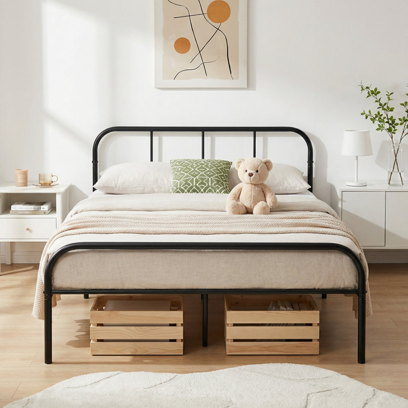Garbo Metal Bed, Black, Double (4'6)