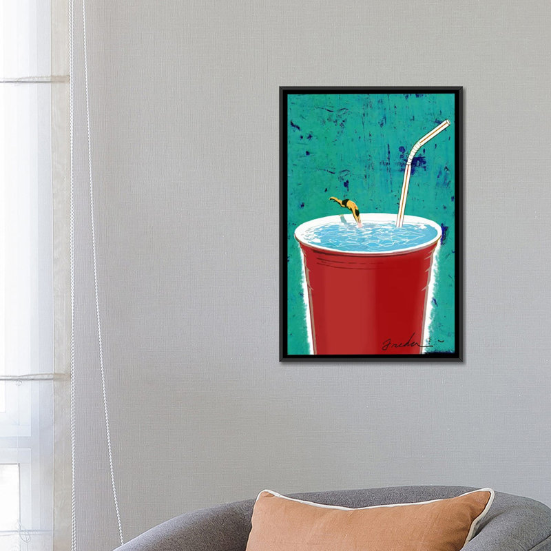 Big drink, impression sur toile tendue Anthony Freda, Toile avec cadre noir, Pas de tapis, H 26 po x l 18 po x P 1,5 po