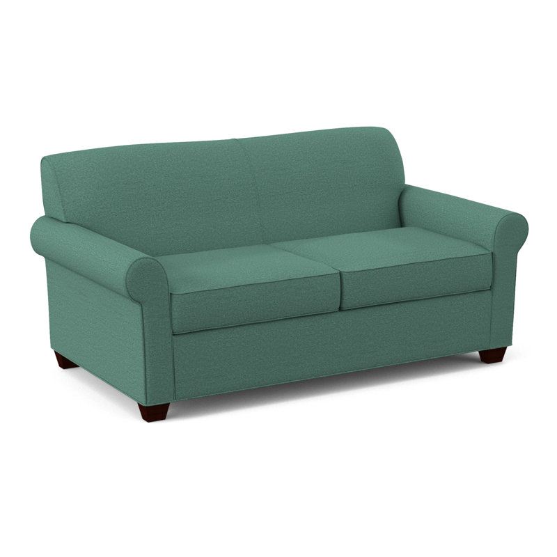 Finn 75" Rolled Arm Sofa Bed, Empire Mahogany, Innerspring, Antic Lagoon
