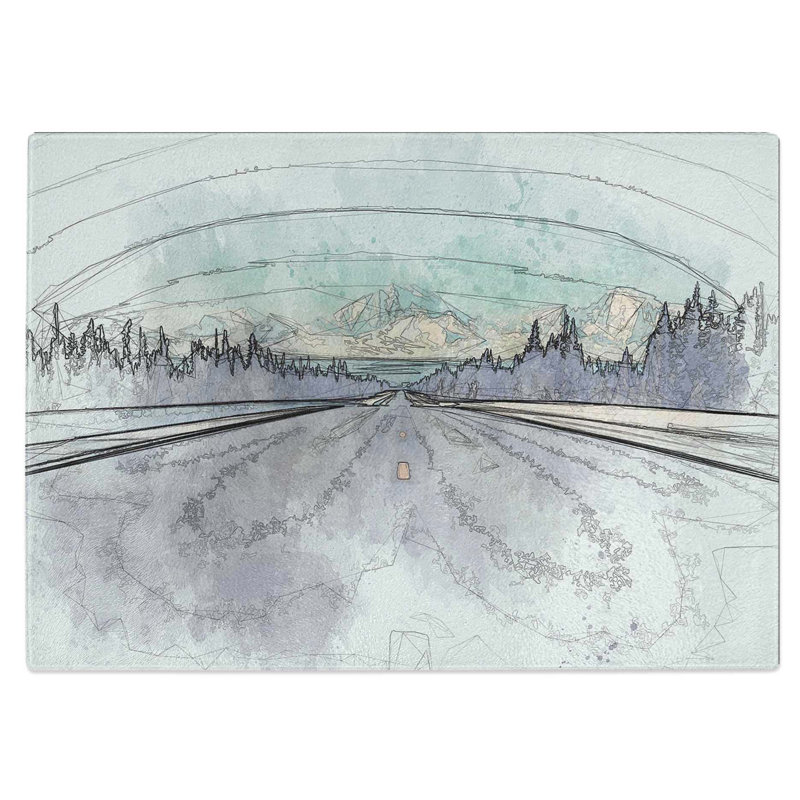 Tempered Glass Alaskan Mountains Chopping Board, 28.5 cm W x 20 cm L