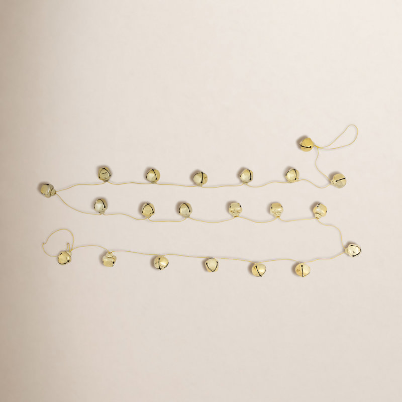 Shiny Metal Jingle Bells Christmas Garland - 7.5' - Green, Gold