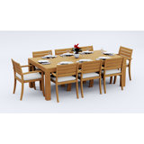 8 Seats 9 Pcs Grade-A Teak Wood Dining Set: 86" Canberra Rectangle Table And 8 Travota Stacking Arm Chairs #11TV1908