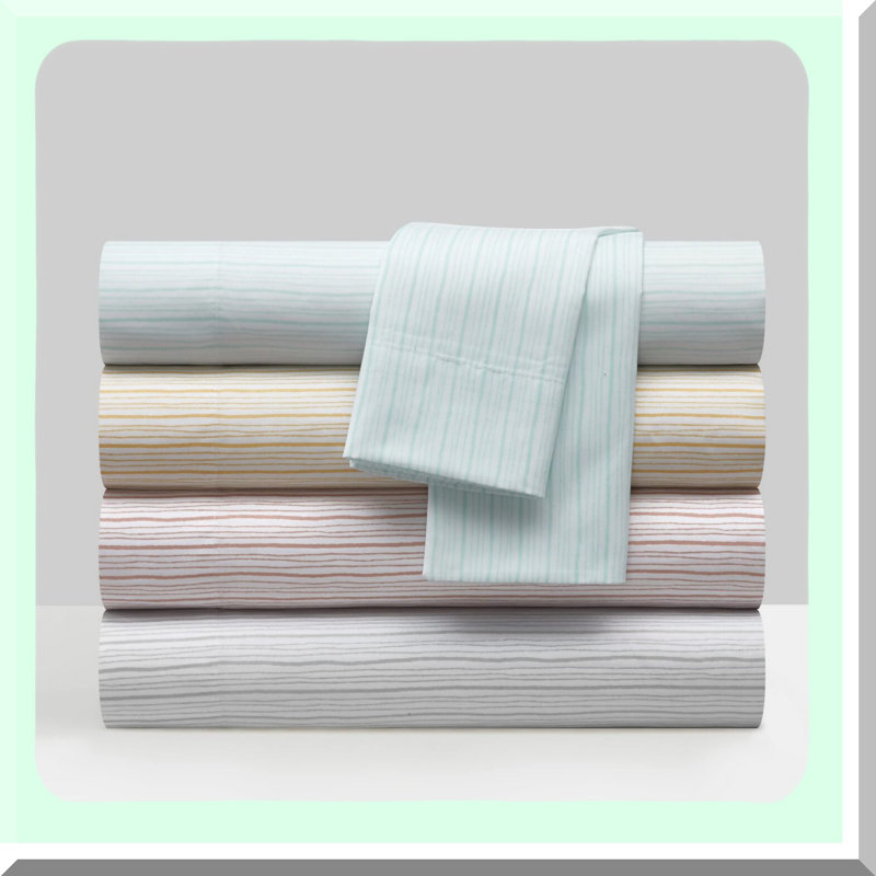 SoftStripe 4-Piece Sheet Set - Luxurious Striped Pattern Print Design in Light Blue - Includes Flat Sheet, Fitted Sheet, and 2 Pillowcases - Super Soft and Unique
